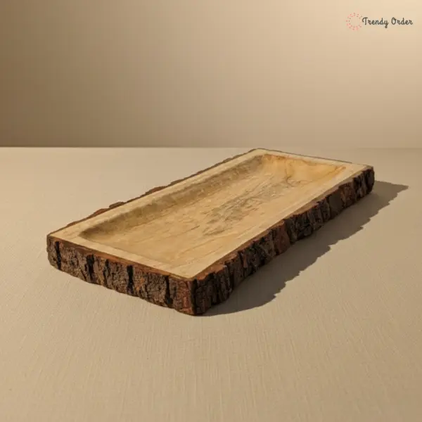 Wooden Bark Platter For Serving Snack