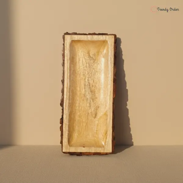 Wooden Bark Platter For Serving Snack