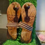 Wooden Khadau paduka with strap