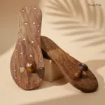 Wooden Khadau with Brass Designs