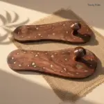 Wooden Khadau with Brass Designs