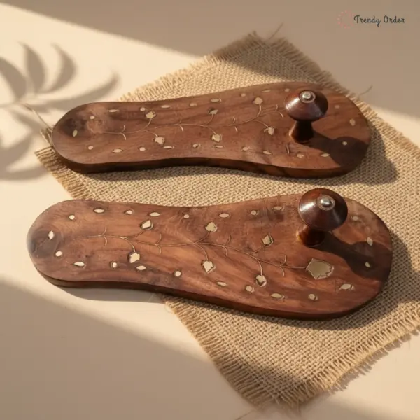 Wooden Khadau with Brass Designs