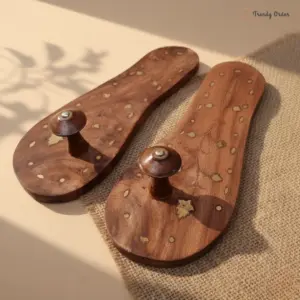 Wooden Khadau with Brass Designs