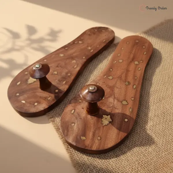 Wooden Khadau with Brass Designs