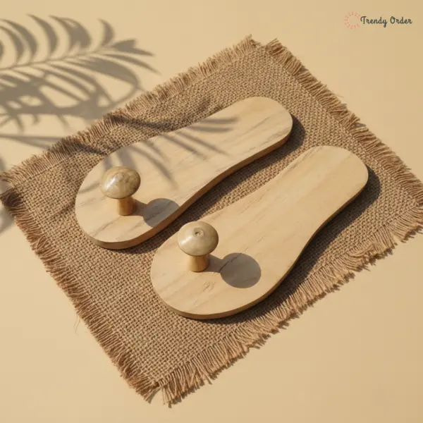 Traditional Papdi Wood Khadau Paduka with Toe