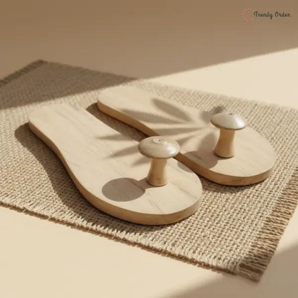 Traditional Papdi Wood Khadau Paduka with Toe