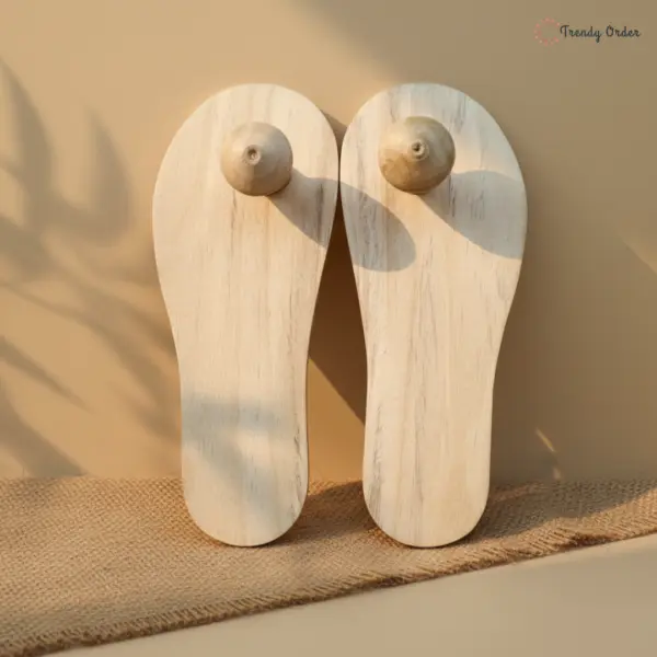 Traditional Papdi Wood Khadau Paduka with Toe