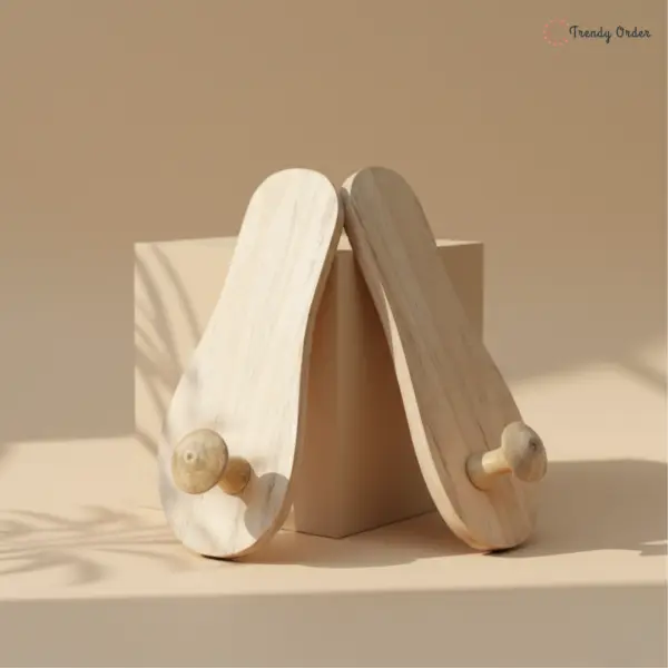 Traditional Papdi Wood Khadau Paduka with Toe