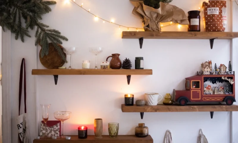 Wooden wall shelves for decor