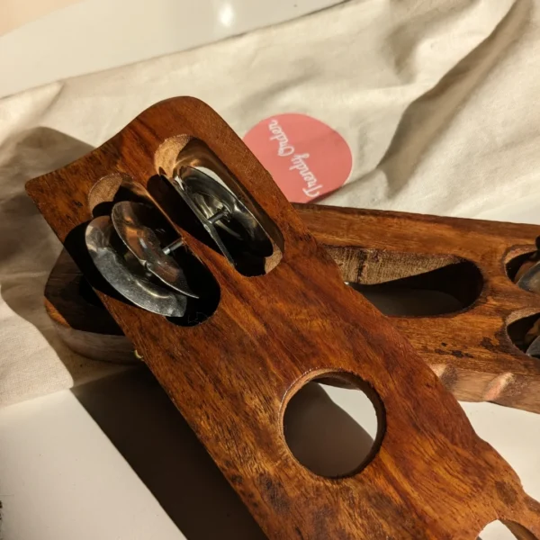Wooden Pair of Khartal Hand Cymbals Musical Instrument Kanjira