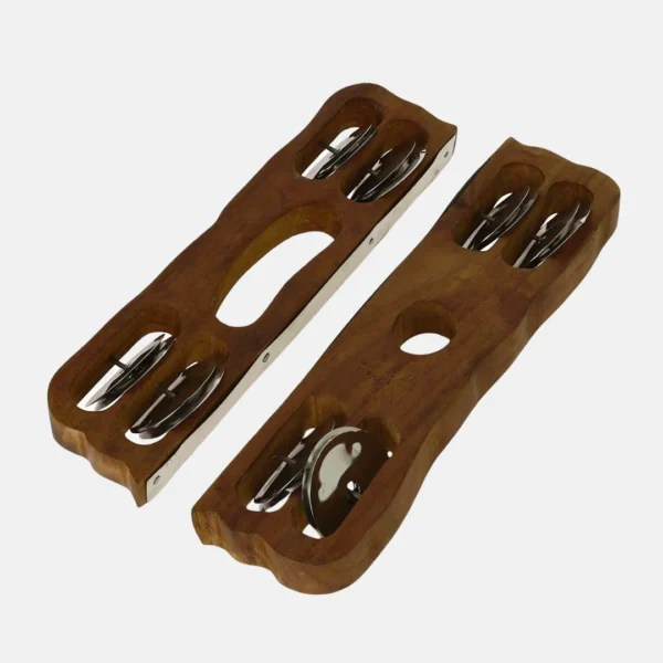 Wooden Pair of Khartal Hand Cymbals Musical Instrument Kanjira