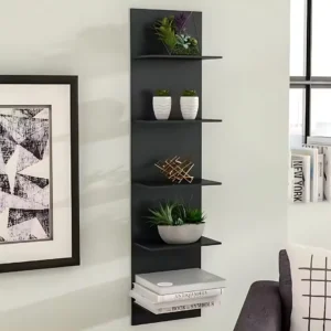 Wooden Hanging Black Wall Shelves