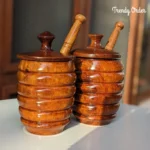 Wooden Honey Jar with Honey Dipper