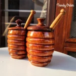 Wooden Honey Jar with Honey Dipper