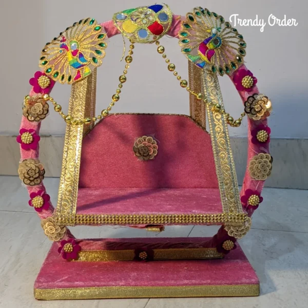 Pink Velvet Jhula for Laddu Gopal