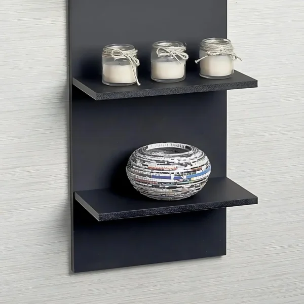 Wooden Hanging Black Wall Shelves