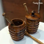 Wooden Honey Jar with Honey Dipper