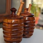 Wooden Honey Jar with Honey Dipper