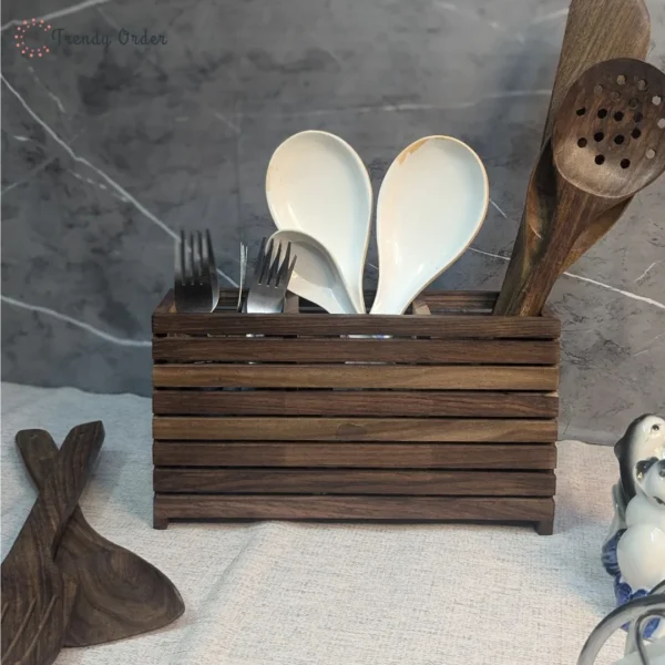 Wooden Cutlery Stand Multipurpose Spoon Holder