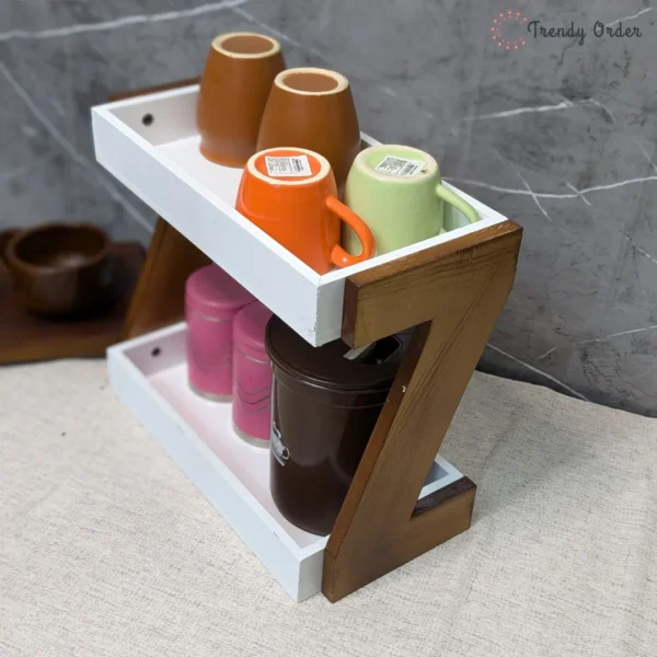 White Wooden Kitchen Rack Z-Shape White Wooden Kitchen Rack Z-Shape