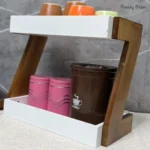 White Wooden Kitchen Rack Z-Shape