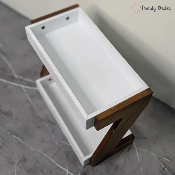 White Wooden Kitchen Rack Z-Shape White Wooden Kitchen Rack Z-Shape