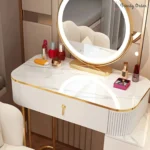 Glam Wood Vanity Set with LED Mirror and Storage Drawers