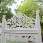 Elegant White 4-Panel Room Divider with Floral Lattice Design