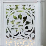 Elegant White 4-Panel Room Divider with Floral Lattice Design