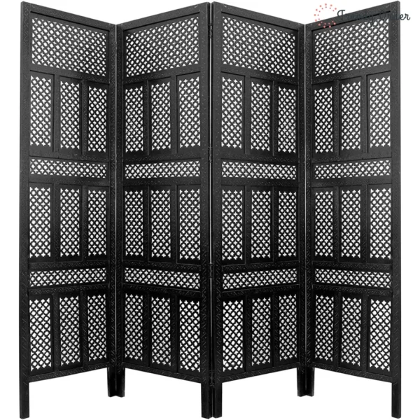 Luxe 4-Panel Room Divider with Floral Jali Design Luxe 4-Panel Room Divider with Floral Jali Design