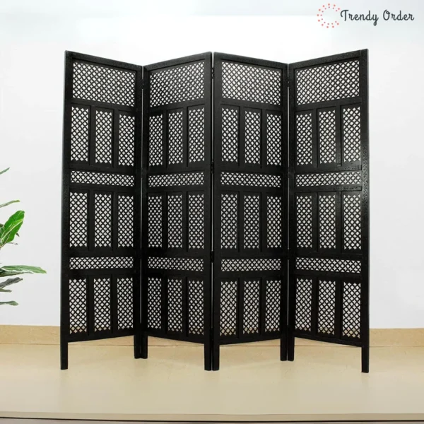 Luxe 4-Panel Room Divider with Floral Jali Design