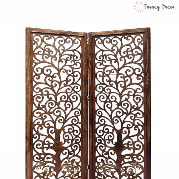 Art Deco 2-Panel Room Divider with Tree Design Pattern Art Deco 2-Panel Room Divider with Tree Design Pattern