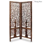 Art Deco 2-Panel Room Divider with Tree Design Pattern