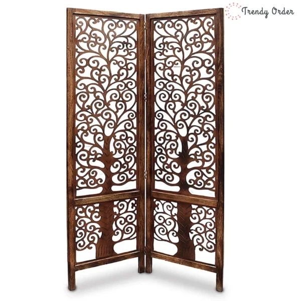 Art Deco 2-Panel Room Divider with Tree Design Pattern Art Deco 2-Panel Room Divider with Tree Design Pattern