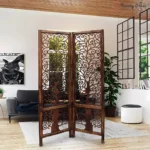 Art Deco 2-Panel Room Divider with Tree Design Pattern