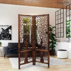 Art Deco 2-Panel Room Divider with Tree Design Pattern