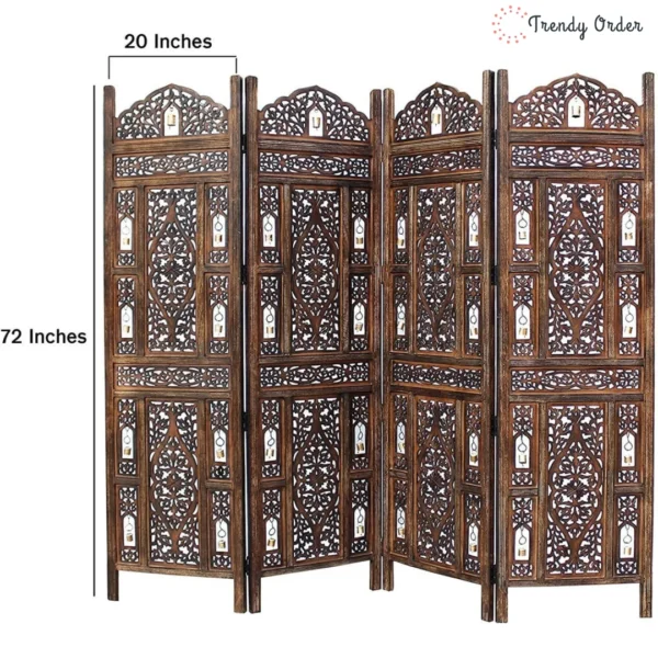 Royal Jali Room Divider with Geometric Carved Design