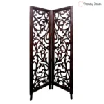 Moroccan Carved Room Divider with Floral Lattice Design