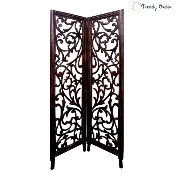 Moroccan Carved Room Divider with Floral Lattice Design Moroccan Carved Room Divider with Floral Lattice Design