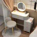 Glam Wood Vanity Set with LED Mirror and Storage Drawers