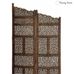 Botanical Carved Room Divider with Serpentine Crown Design