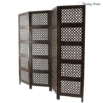 Geometric Ring Pattern Room Divider with Dark Brown Finish