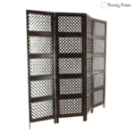 Geometric Ring Pattern Room Divider with Dark Brown Finish