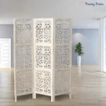 Palmetto Carved Room Divider with Whitewashed Finish