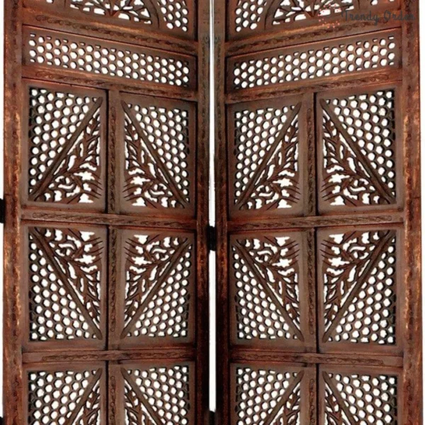 Imperial Carved Room Partition with Geometric Jali Design
