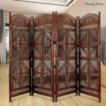 Imperial Carved Room Partition with Geometric Jali Design