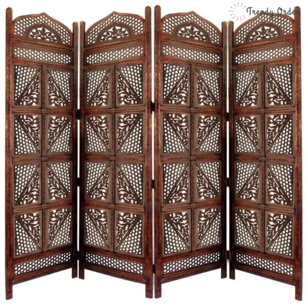 Imperial Carved Room Partition with Geometric Jali Design