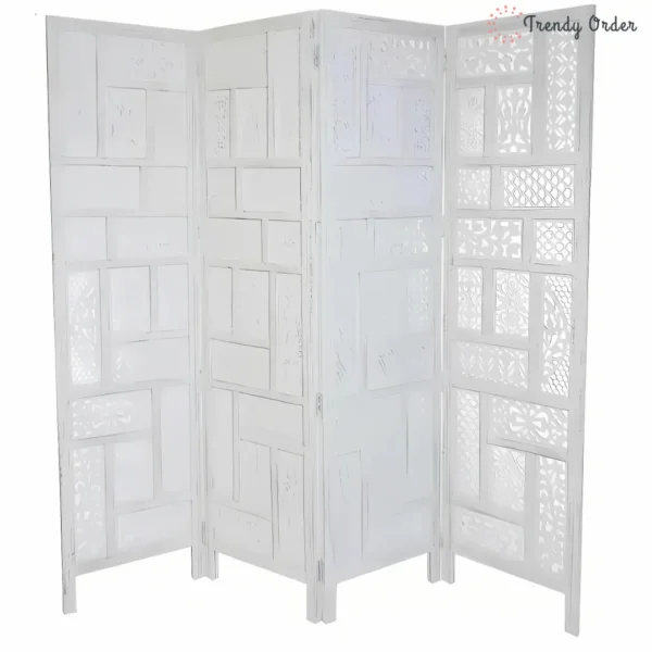 Bracknell Carved Room Partition with Geometric Mosaic Design