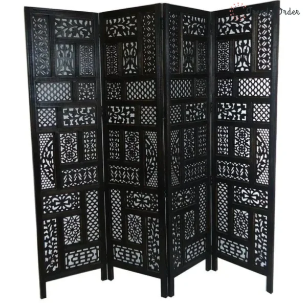 Bracknell Carved Room Partition with Geometric Mosaic Design