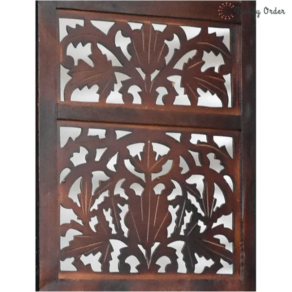 Palm Frond Room Partition with Tropical Carved Design Palm Frond Room Partition with Tropical Carved Design